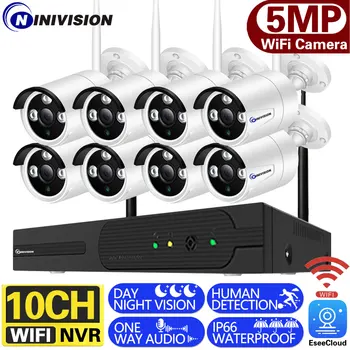 10CH EseeCloud WiFi kamerovým Systémom 5MP H265+ Wifi NVR Vonkajšie Ľudských Detekcie CCTV Kamera Bezdrôtový monitorovací Systém