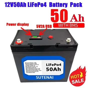 12V 50Ah Lítium Železa Fosfát Batérie LiFePO4 Vstavané BMS LiFePO4 Batérie pre Solárny Systém RV Dom Trolling Motora