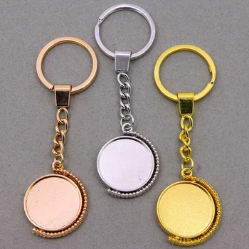 2 ks otočná cabochon prázdne keychain 25 mm prívesok base, ktorý sa používa pre keychain prívesok DIY šperky robiť ručné remeslá