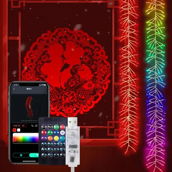 2 V 1 1.65 M Smart App Firecracker String Svetlo Dreamcolor Elektronické Firecracker Nový Rok APP Control Vianočné Girlandy Svetlo