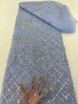 2023 Najnovšie Afriky 3D Kvet Čipky Textílie Dubaj Flitrami Tylu Čipky Textílie Vyšívané Nášivka Nigérijský Tkaniny Pre Šitie