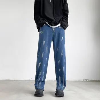 2023 Y2K Módne Maľovanie Neforemné Nové Džínsy Kpop Nohavice Pre Mužov Oblečenie Členok Zips Rovno Ženy Džínsové Nohavice Pantalon Homme