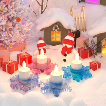 2x Snowflake svietnik Silikónové Formy Krásne Tealight Držiteľ Epoxidové Forma Svietnik Živice Plesne Vianočné Dekoroch