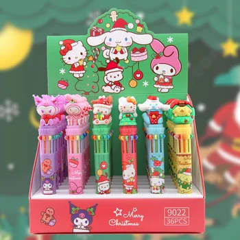 36pcs Vianočné Sanrio 10 Farieb Guľôčkové Pero 4 Farby Guľôčkové Pero Študent Písanie Papiernictvo Deti Vianočný Darček