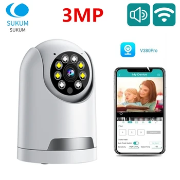 3MP V380 Pro WIFI Kamera Vnútorné Smart Home Dva Spôsoby, ako AUDIO Farebné Nočné Videnie Bezdrôtová Bezpečnostná Kamera