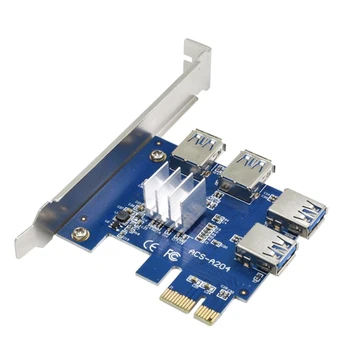 4-Port PCI-E Na USB 3.0 Express Card Konektor S SATA Konektor Napájania Splitter Kábel PCIE Extender Karty Rada Ťažba