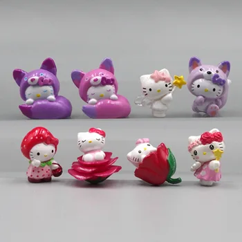 8Pcs/Set Anime Kawaii Kitty Cat Bábika Cartoon Model Obrázok Hračky Vyhovovali Darčeky pre Dekoratívne Ozdoby Hračka