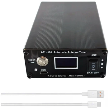 ATU-100 Anténny Tuner Pre Ham Rádio 1.8-55Mhz Automatické Antény Prijímača Od N7DDC 100W Open Source Krátkovlnné S Batérie Čierny