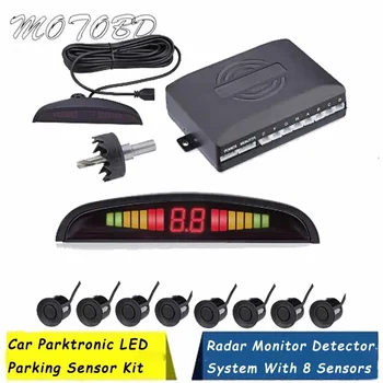 Auto Parktronic LED Parkovacie snímače s 8 Senzorov na Zadnej strane Zálohy Parkovanie Radar Monitor Detektor Systém 22 MM Podsvietenie Displeja