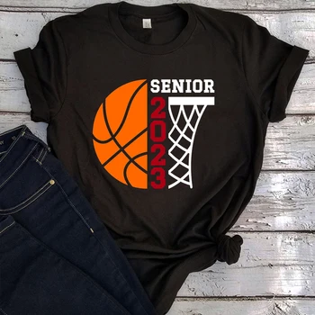 Basketbal Senior 2023 Tričko Senior Basketbal Mama Tričko Maturitné Triedy 2023 T-shirts Senior Dievča Ženy Oblečenie L