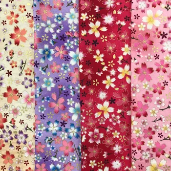 Bavlna Horúce Lisovanie Textílie Japonského Čerešňového Kvet Zlata Prášku, Textílie, Oblečenie, Hračky, Domáce Dekorácie Materiál