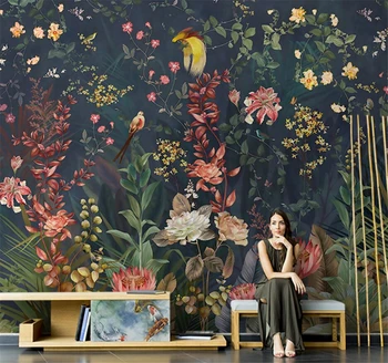 beibehang Vlastné Americký kvety, vtáky tapety kvety, dreviny nástenné maľby obývacia izba, TV joj, 3D stenu papier dom dekorácie