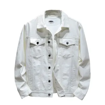 Biele Plášte Pre Mužov Vyrobené Z Bavlny Pohodlné Na Nosenie Džínsové Bundy Pre Mužov Jesenné Bundy Kabáty