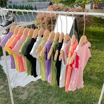 Candy Kórea dievčatá v lete t-shirt čipky bez rukávov Slnko-top oblečenie Sladké čipky hranicu detí, Batoľa, dieťa, Dievča, topy 4 6 8 10 Rokov