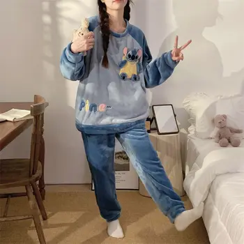 Cartoon Steh Luxusné Pyžamo Zimné Plyšové Pribrala Anime Disney Séria Študent Roztomilý Dievča Long Sleeve Domov Oblečenie Nastaviť Veľkoobchod