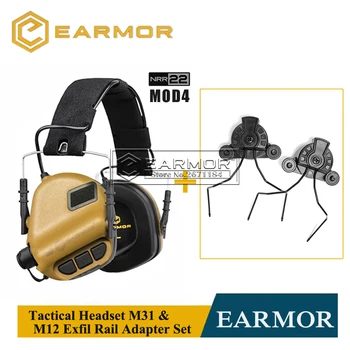EARMOR MOD4 M31 Taktické Headset & M12 Exfil Železničnej Adaptér Set Streľba Hluku Vzdialenosť Letectva Redukcia Šumu Slúchadlá