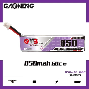 Gaoneng GNB 1S 850mah 3.8 V 60 ḞC HV Dlho Lietať Čas Lipo Batérie pre Quadcopter FPV Bezpilotné Lietadlo, Vrtuľník RC Drone