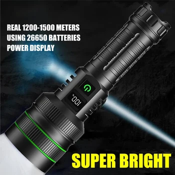 High Power LED Baterka Typ-C Nabíjateľná Silné Svetlo Lampy Super Dlhý Rad Taktických Pochodeň Vonkajšie Prenosné Kempingové Svietidlo