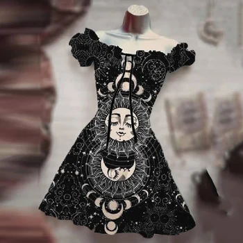 Horor Ghost Gotický Halloween Tekvica Black 3D Tlač Kostým Y2K Šaty Havajské České Šaty Vestido Mujer Letné Hot Predaj