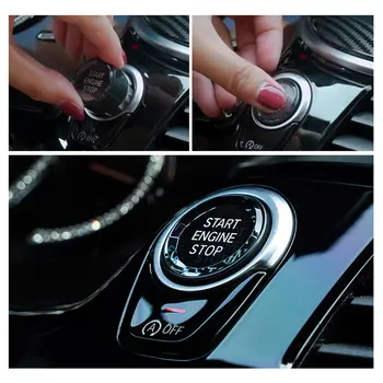 Interiéru vozidla Spínač Kryt Crystal Jedno-Tlačidlo Engine Start Stop Tlačidlo Nálepky Výbava pre BMW - 3/5 Radu E70 E90 E60 Čierna
