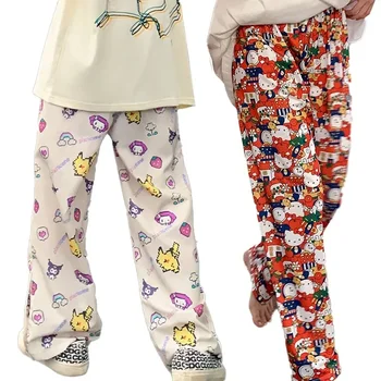 Kawaii Sanrio Hello Kitty Kuromi Pompompurin Plus Veľkosť zostrojenia Nohavice Odev Pyžamo Pantalon Dlhé Nohavice Streetwear