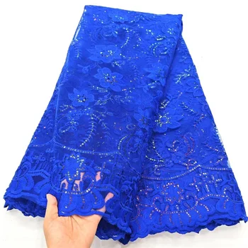 Luxusné Tkaniny 2024 Červená Vysoká Kvalita Afriky Čipky Textílie Francúzsky Čistý Sequin Textílie Modrá Šitie, Vyšívanie Tylu Pre Nigéria Šaty