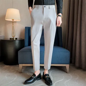 Luxusný Módny Štýl Pantalones Hombre Plus Veľkosť Jar Leto Sociálne Podnikanie Formálne Členok-dĺžka Mužov Oblek Nohavice Streetwear
