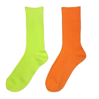 MDNS Jeseň a v zime solid color trend ponožky Hong Kong štýl bavlna žiarivkové svetlo zelené ponožky pánske wild nový štýl