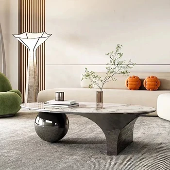 Moderné Svetlo Luxusný Čaj Stôl Obývacia Izba Rock Rada Taliansky Minimalistický Oválne Tvorivé Čaj Tabuľka