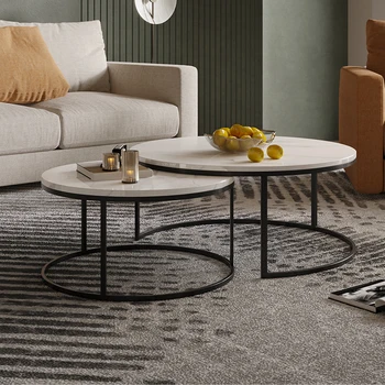 Nordic minimalistický moderný jednoduchý rock plát taliansky ľahké luxusné malý byt obývacia izba domácnosti okrúhly stôl zmes