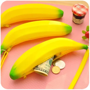 Novinka Zábavné Silikónové Prenosné Žltý Banán Mince Peňaženky Multifunkčné Puzdro Na Ceruzku, Peňaženku, Tašku Peňaženky Kľúč, Taška Puzdro