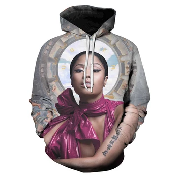 Nové Cool Speváčka Nicki Minaj Americký 3D Vytlačené Hoodies Muži Ženy Harajuku Swearshirt O-Krku Bigsize Pulóver 6XL Nadrozmerné 2023