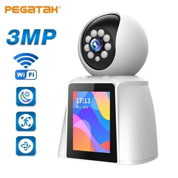 PEGATAH 3MP, Wifi, videohovory Fotoaparát Baby monitor Automatické Sledovanie Home Security obojsmerná Hlasový Hovor 2.8 Palcový Displej IP Kamery
