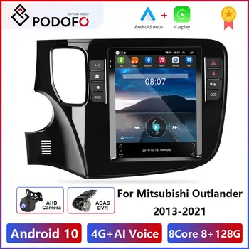 Podofo 2 Din autorádio Na Mitsubishi Outlander 2013-2021 Multimediálne Video Prehrávač Car Audio DSP Autoradio Carplay 4G Stereo