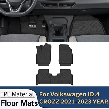 Pre Volkswagen ID.4 CROZZ 2021-2023 Auto Auto Podlahové Rohože All-Počasie TPE Nohy Podložky, bez Zápachu Pad Zásobník Mat Interiérové Doplnky