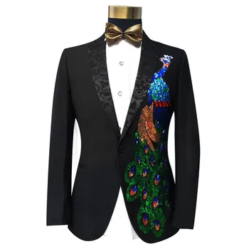 Pánske Formálne Blejzre Kostýmy Iskrivý Kryštály Flitrami Vyhovuje Prom Banquet Muž Compere Fáze Výkonu Oblečenie Master Kostýmy