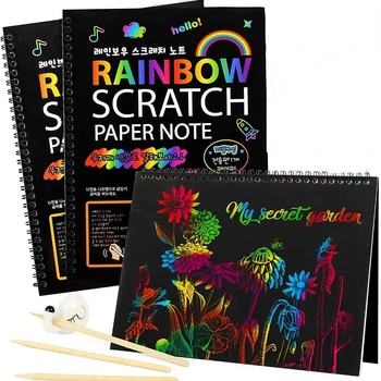 Rainbow Kúzelné Stieracie Papiera Nastavený pre Deti Umenia Škrabanie Maľovanie Hračka DIY Graffiti Knihy Deti Montessori Vzdelávacích Hračiek