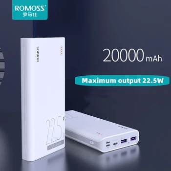ROMOSS Power Bank 20000mAh PD 22.5 W Rýchle Nabíjanie Powerbank Prenosné Externé Batérie Rýchlu Nabíjačku Na iPhone 14 Notebooky Xiao