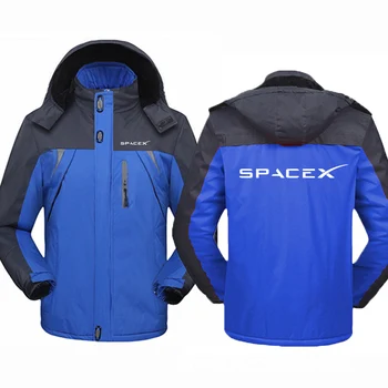 SpaceX Priestor X Logo 2023 pánske zimné nové módy tlače čalúnená teplý kabát vatovaný kabát zákopy srsti bežné kabát
