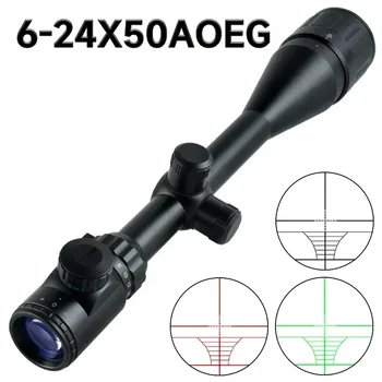 Taktické 6-24x50 AOEG Optika Puška Rozsah Červený/Zelený Krížik Osvetlené Reticle Riflescope Sniper Výstroj pre Zrak