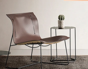 Taliansky minimalistický jednu osobu pohovka kreslo dizajnér bežné stoličky štýle kožené sedlo