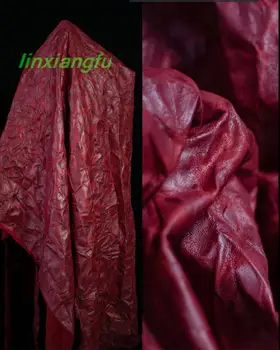 Tmavo červené špeciálne tkaniny, kožené skladaný tkaniny, miesenie a miesenie gradient tkaniny, tkaniny dizajnér
