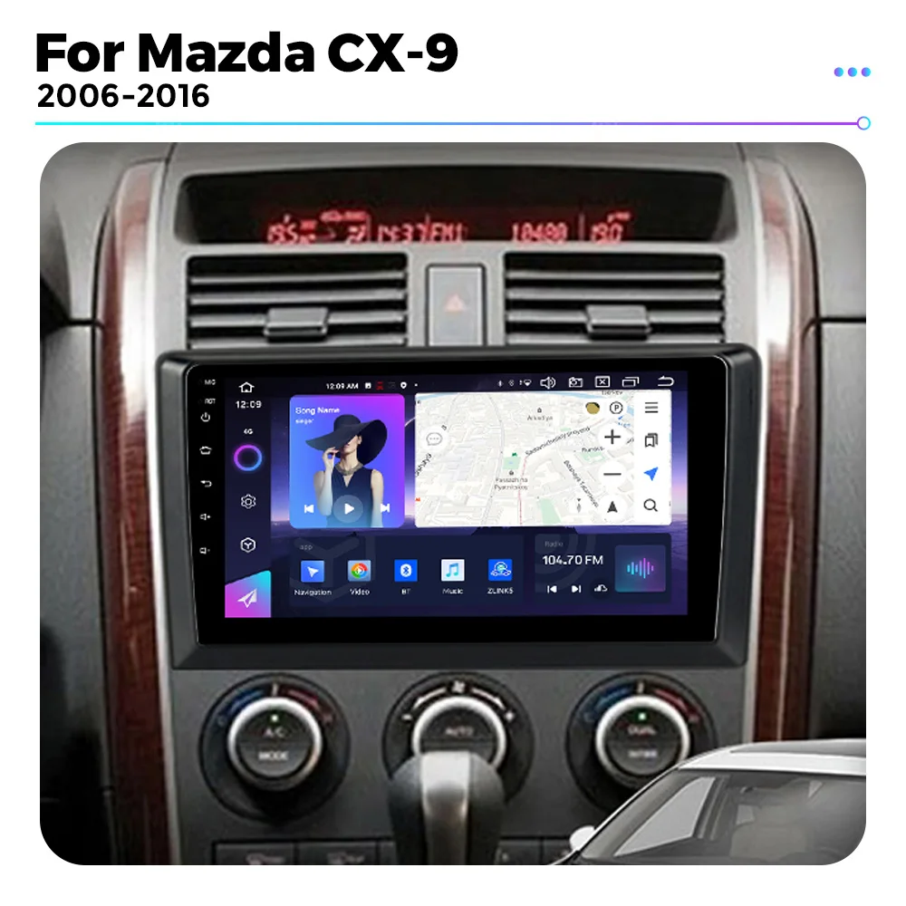 NF Dual Chladiaci Ventilátor autorádia Pre Mazda CX9 CX-9 CX 9 TB 2006 - 2016 Multimediálny Prehrávač Autoradio s GPS Navi Pre Bezdrôtové Carplay