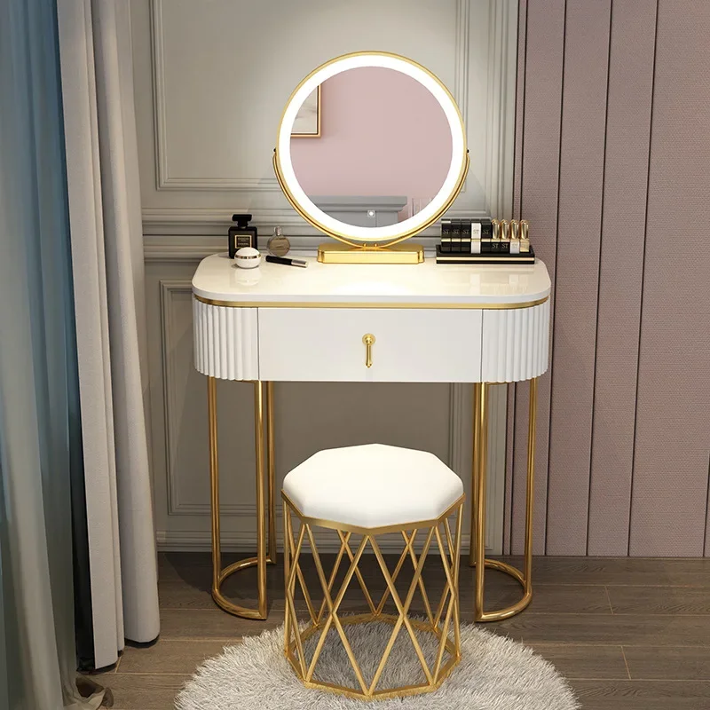 Biela Márnosť Toaletný Stolík Zrkadlo Príborníky Stôl Spálňa Make-Up Toaletný Stolík Kabinetu Comoda Pra Quarto Luxusné Furnitures
