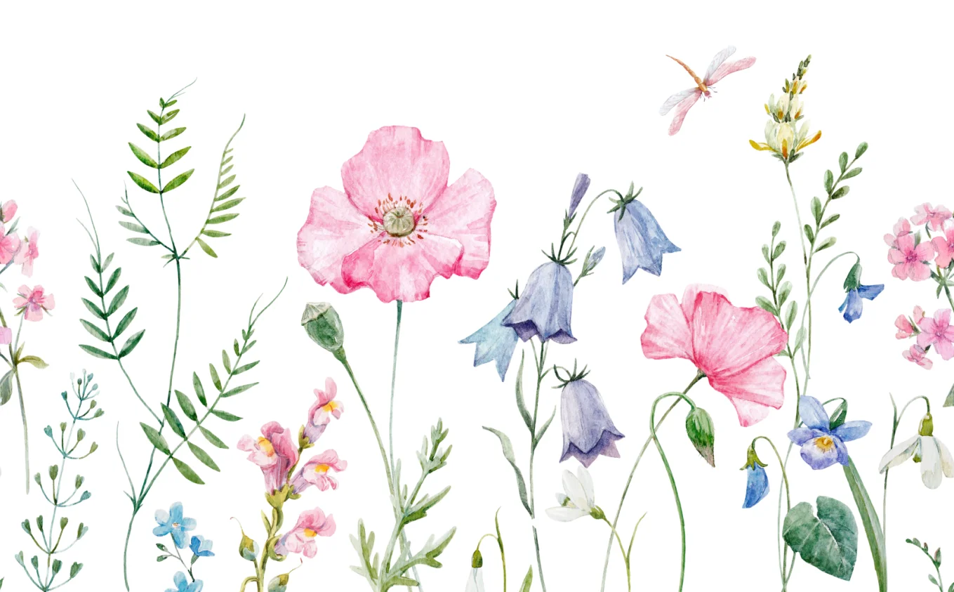 Vlastné nástenné Nordic Málo Čerstvého Ručne maľované akvarel kvety, Kvet, Spálňa, detská izba dekor tapety
