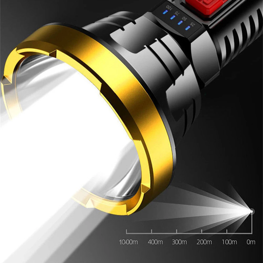 Výkonné LED Baterka P700 Taktické Flash light Dlhé vzdialenosti 1000m Pochodeň Nepremokavé Camping Strane Svetla USB Nabíjateľné