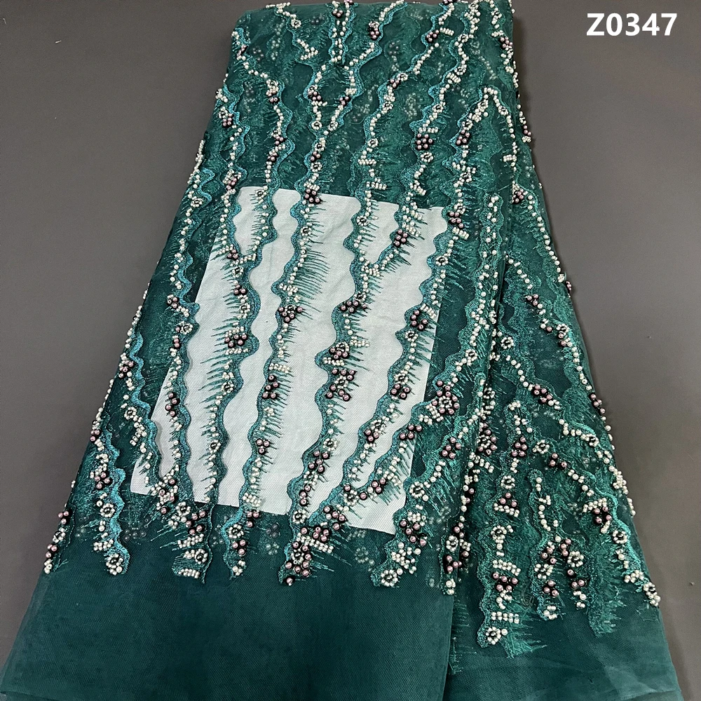 2023 Luxusné Afriky Čipky Textílie Korálkové Oka Flitrami Výšivky Strana Zelených Šiat Pre Ženy Tylu Tkaniny Šitie 5 Metrov Metrov