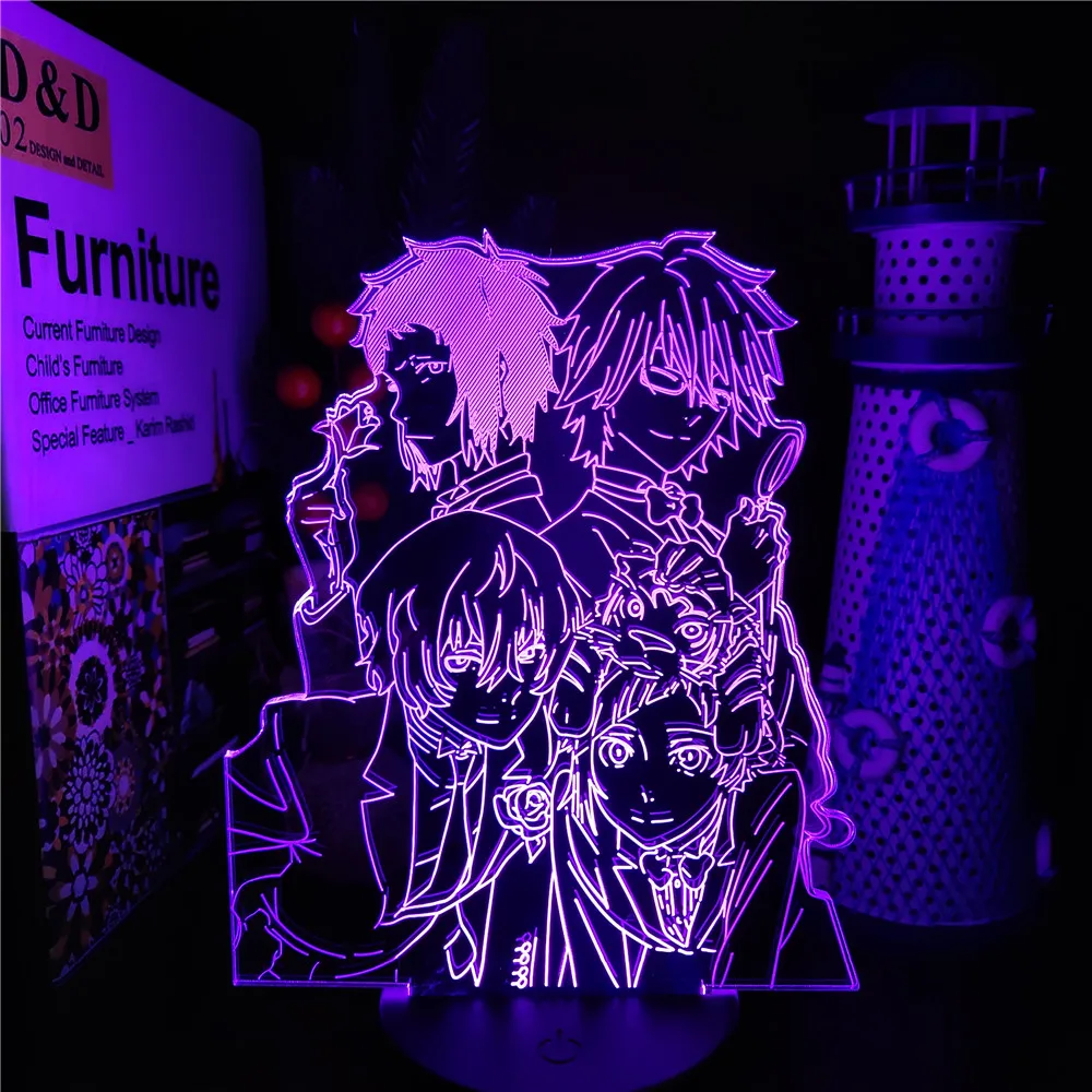 Bungo Túlavých Psov Anime 3D LED Nightlights Dazai Osamu Nakahara Chuuya Lampa Farebné Meniace Nočné Osvetlenie, stolná Lampa Home Decor