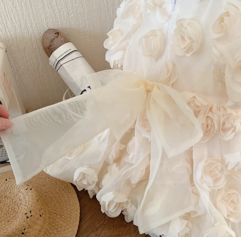Detské oblečenie 2023 leto, jeseň dievčatá kvetina princezná šaty kvalitné detské narodeniny sukne krátke rukáv trend