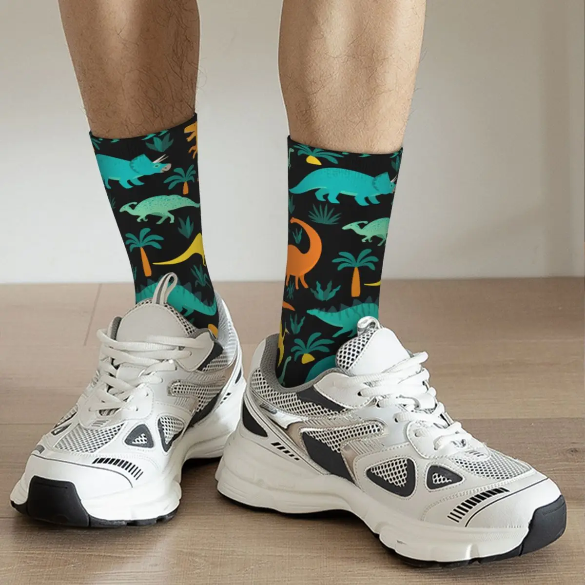 Hip-hop Roztomilé Farebné Dinosaura Vzor Basketbal Ponožky Polyester Posádky Ponožky pre Ženy, Mužov, Priedušná